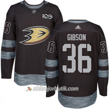 Män Ishockey Anaheim Ducks Tröja John Gibson 36 1917-2017 100th Anniversary Adidas Svart Authentic